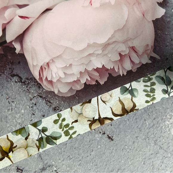 Cotton Plants With Sand Dollar Eucalyptus, Washi Tape, 1 Full Roll - Picture 4 of 8